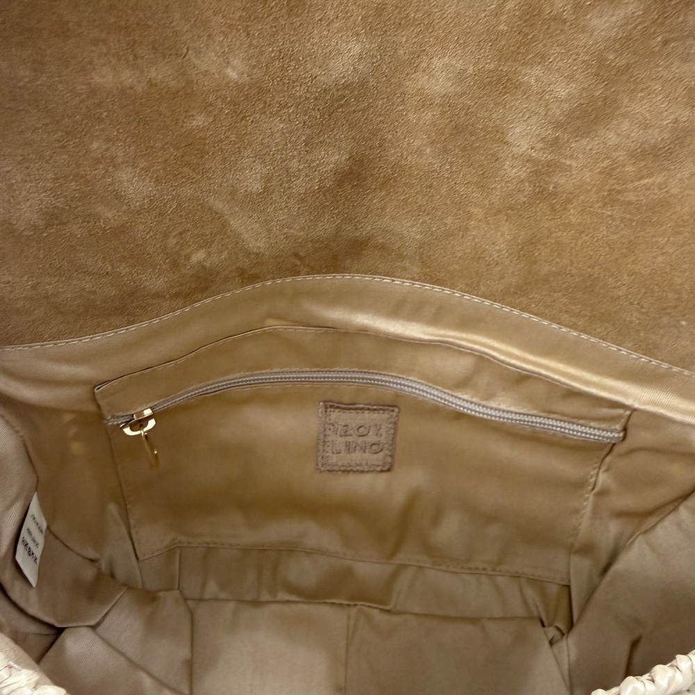 120% Lino Elegant Tan Woven Raffia Shoulder Bag - Picture 6 of 8